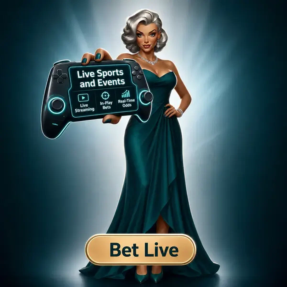 Trophy Lady sostiene mando de juego brillante en arena de apuestas deportivas de Deportes y Eventos en Directo